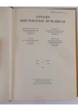 Annales Immunologiae Hungaricae, band VI