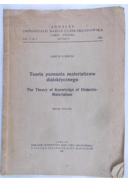 Teoria poznania materializmu dialektycznego, 1947 r.