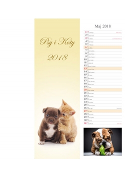 Kalendarz 2018 pasek 15x32 Psy i Koty