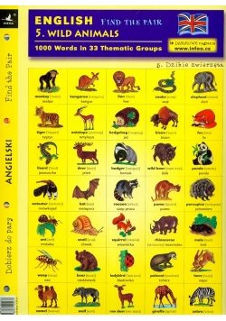 Angielski Dobierz do pary 5 Wild animals
