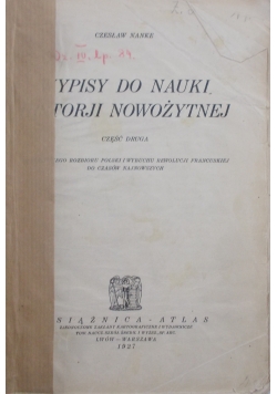 Wpis do historii nowożytnej cz. II, 1927 r.