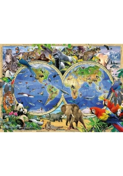 Puzzle XXL 300 Świat z dzikimi zwierzętami