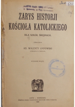 Zarys historji kościoła katolickiego, 1922 r.