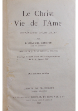 Le Christ Vie de l'Ame, 1923 r.