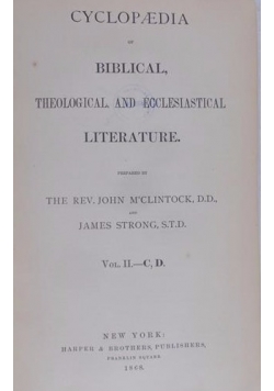 Cyclopedia Of Biblical, Theological, And Ecclesiastical Literature - Vol. Ii-C,d, 1868 R.