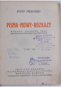 Pisma-mowy-rozkazy, Tom  VIII, 1931 r.