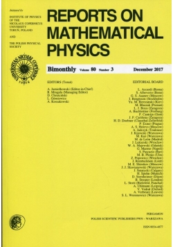 Reports on Mathematical Physics 80/3 2017 Pergamon