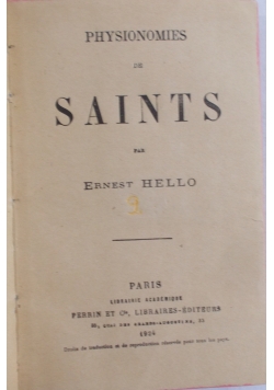 Physionomies de saints, 1924 r.