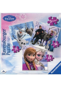 Puzzle 3w1 25+36+49 Kraina Lodu