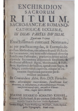 Enchiridion Sacrorum Rituum,1716 r.
