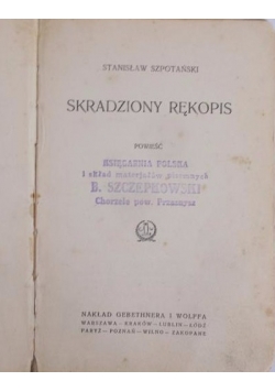 Skradziony rekopis , 1925