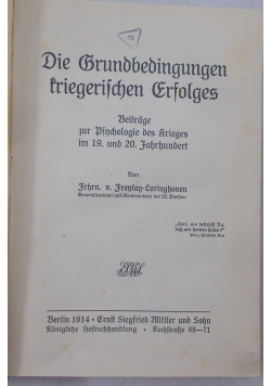 Die Grundbedingungen friegrifchen Efrogles, 1914 r.