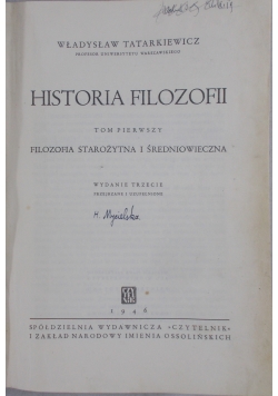 Historia Filozofii, filozofia starożytna i średniowieczna, tom I, 1946 r