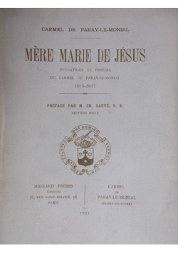 Mere Marie De Jesus, 1922 r.
