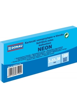 Karteczki samoprzylepne w bloczku niebieski neon 100 sztuk