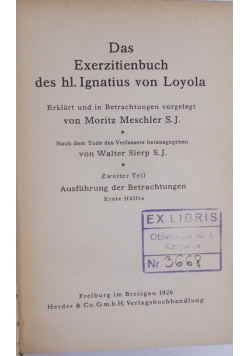 Das Exerzitienbuch des hl. Ignatius von Loyola, 1926r