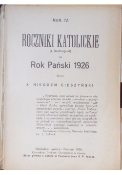 Roczniki katolickie. Rok pański, 1926 r.