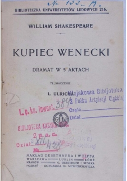 Kupiec Wenecki, 1919 r.