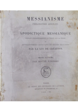 Apodictique Messianique, 1876r
