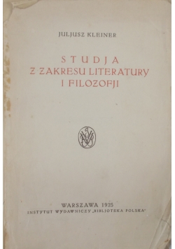 Studia z zakresu literatury i filozofji , 1925 r.