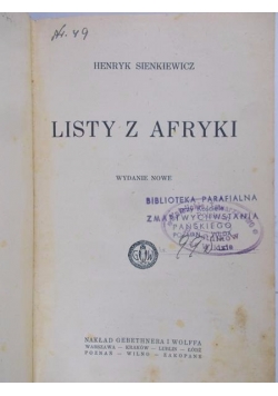 Listy z Afryki, 1923 r.
