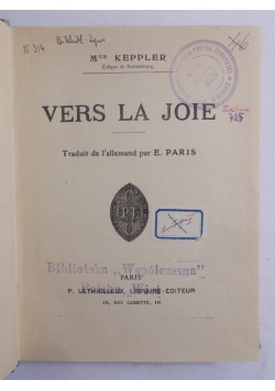 Vers la Joie, 1914 r.