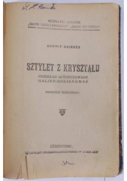 Sztylet z kryształu, 1930 r.
