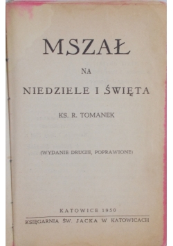Mszał  na Niedziele i Święta, Katowice 1950