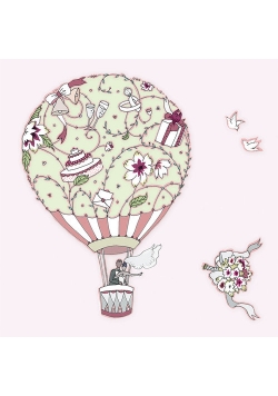 Karnet Swarovski kwadrat Ślub balon
