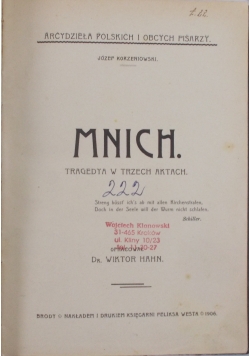 Mnich, 1906r