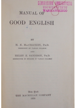 Manual of Good English , 1936 r.
