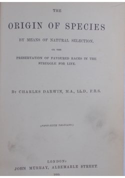 The orgin of species, 1899 r.