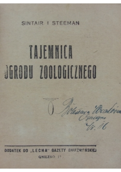 Tajemnica ogrodu zoologicznego,1930r.