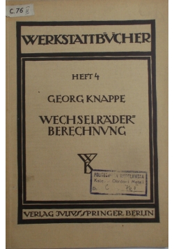 Wechselrader berechnvng, 1936 r.