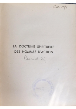 La doctrine spirituelle des hommes D'action, 1938 r.