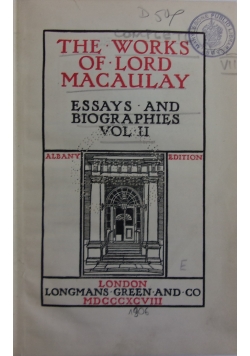The Works of Lord Macaulay, 1898 r.