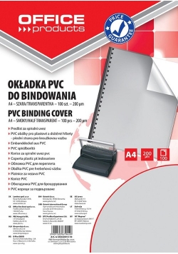 Okładka do bindowania Office Products A4 PVC 100 sztuk szara/transparentna