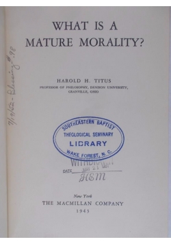 What is a mature morality?, 1943 r.