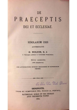 De Praeceptis dei et ecclesiae, 1914 r.