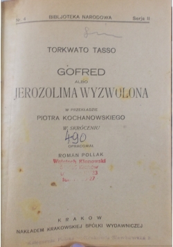 Gofred albo Jerozolima wyzwolona, 1820 r.