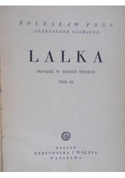 Lalka, tom III, 1935 r.