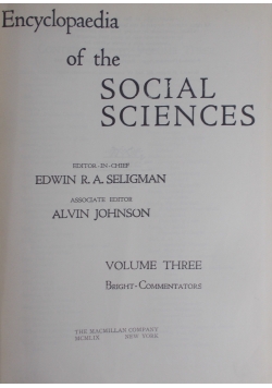 Encyclopedia of the social sciences, Volumes III-IV BRI-DAN