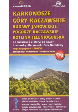 Karkonosze Góry Kaczawskie Rudawy Janowickie Pogórze Kaczawskie Kotlina Jeleniogórska mapa turystyczna 1: 50 000