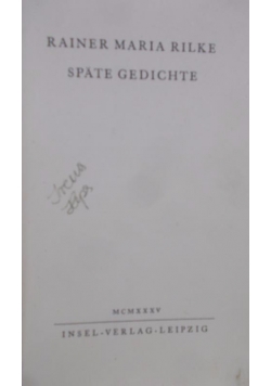 Spate Gedichte, 1935 r.