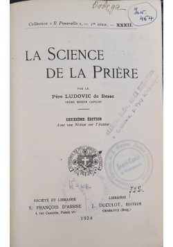 La science de la priere, 1924 r.