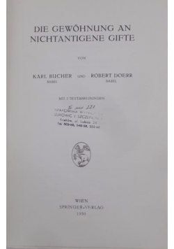 Die gewohnung an nichtantigene gifte, 1950 r.