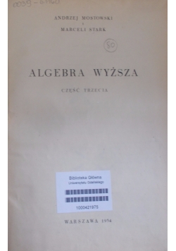 Algebra wyższa, cz. 3