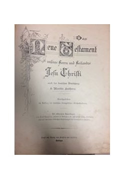 Das Neue Testament unsers Herrn und Heilandes Jesu Christi