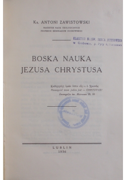 Boska nauka Jezusa Chrystusa, 1936r.
