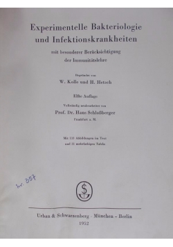 Experimentelle Bakteriologie und Infektionskrankheiten